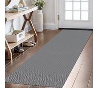KOZYFLY Washable Runner Rug 2x6 Ft Runners for Hallways Non Slip Kitchen Runner Rugs Braided Cotton Entryway Runner Indoor, Carpet Runners for Hallway Kitchen Entryway Bedroom, Grey/Charcoal Grey