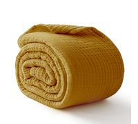 Kozyhvn 100% Cotton Muslin Blanket Large 50"x 70", 6 Layers Breathable and Lightweight Cotton Throw Blankets for Couch, Soft Cooling Summer Gauze Blanket for Adults All Season, Mustard