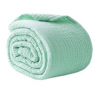 Kozyhvn 100% Cotton Muslin Blanket Queen 90" x 90", Breathable and Lightweight Cotton Throw Blankets for Bed, Soft Cooling Summer Gauze Blanket for Adults All Season, Mint