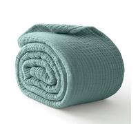 Kozyhvn 100% Cotton Muslin Blanket Twin XL 66" x 90", Breathable and Cooling Bed Blankets, Soft Boho Bedspread, Gauze Bedding for Adults All Season, Turquoise, Teal