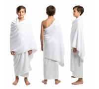 KOZZE FAB Kids Boys Ihram for Hajj & Umrah - 2 Piece White Towel Ehram Ahram, 100% Pure Cotton, Breathable Absorbent & Quick Dry, Premium Quality Pilgrimage Dress (80 x 160 cm)
