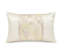 KOZZE FAB Luxury Embroidered 40 x 35 cm Oblong Pillow | 100% Polyester Soft Satin-Look Bedding Set | Elegant Floral Embellished Bed Linen, Cream