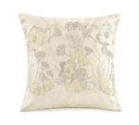 KOZZE FAB Luxury Embroidered 43 cm Square Pillow | 100% Polyester Soft Satin-Look Bedding Set | Elegant Floral Embellished Bed Linen, Cream