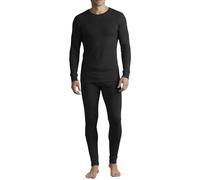 KOZZE FAB Men’s Thermal Underwear Full Set Lightweight Breathable Winter Base Layer, Long Sleeve Top & Long Johns Bottoms, Quick-Dry Thermals for Skiing, Camping, Hiking & Outdoor Wear (Black, S)