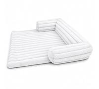 KOZZE FAB Sofa Pet Bed for Dogs and Cats, Soft Plush Corded Dog Bed with Bonded Fibre Filling, Waterproof Layer and Non-Slip Back, Raised Supportive Border, Indoor Pet Cushion, White, 90x90x15 cm