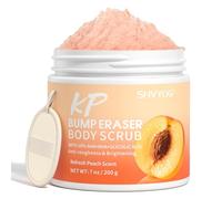 Kp Bump Eraser Body Scrub with Glycolic Acid and Salicylic Acid, AH BHA Exfoliating Body Scrub for Chicken & Strawberry Skin, Reduce Skin Bumps, Soothe Rough Redness, Ingrown Hair, Peach Scent