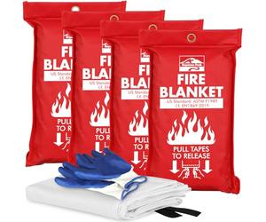 KP Emergency Fire Blanket - 4 pack 40” x 40” - Be a Hero & Save your Home - Fiberglass Fire Blanket for Home and Kitchen