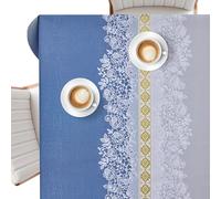 KP HOME Grey PVC Table Cloth Wipe Clean Tablecloth with Elegant Laces Print - Rectangular 78.7"x 55.1" - 200x140 cm Waterproof and Wipeable Plastic Table Cover Runner Decor Vinyl Oilcloth Outdoor
