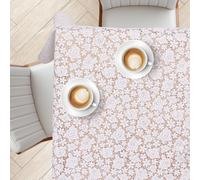 KP HOME Lace Embroidery - Waterproof Wipe Clean Tablecloth Rectangular 78.7"x 53.9" (200x137cm) - Wipeable Plastic Table Cloth Vinyl PVC Oil Cloth Table Cover - White Rose Lace Pattern