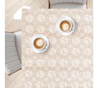 KP HOME Lace Embroidery - Waterproof Wipe Clean Tablecloth Rectangular 78.7"x 53.9" (200x137cm) - Wipeable Plastic Table Cloth Vinyl PVC Oil Cloth Table Cover - White Medallion Lace