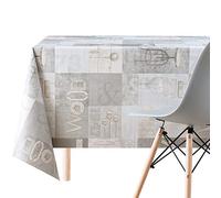 KP HOME PVC Wipe Clean Table Cloth Square 140x140cm | 78x55in - Wipeable Tablecloth up to 10 Seats - Waterproof Vinyl Oilcloth, Plastic Table Cover - Grey Light Brown Industrial Wooden Pattern