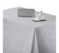KP HOME Square Wipe Clean Tablecloth Silver Grey PVC Table Cover - 140 x 140 cm - Wipeable Vinyl Plastic Table Cloth With Elegant Plain One Tone Embossed Design - BPA Free