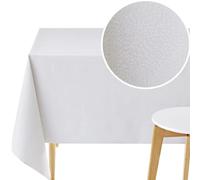 KP HOME Waterproof PVC Table Cloth - Rectangle Oilcloth 78 X 55 in | 200 X 140 cm - Minimalistic Dash Lines Plastic Tablecloth Wipe Clean - Wipeable Garden Table Cover in Classic Grey