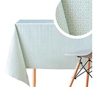 KP HOME Wipe Clean Tablecloth Turquoise Duck Egg PVC Table Cover - Rectangle 200 x 140 cm - Easy Wipeable Vinyl Plastic Table Cloth With Retro Mint Floral Print