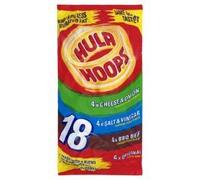 KP Hula Hoops Variety Pack 18x25g Ready Salted, Cheese and Onion, Salt and Vinegar Flavours