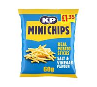 KP Mini Chips Salt & Vinegar 20 x 60g - Tangy & Crunchy Potato Snacks - Ideal for On-the-Go, Quick Cravings, Picnics, Parties & Lunch Breaks - Bold Flavour in Convenient Snack Packs