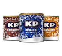 KP Nuts Christmas 3 Tin Peanut Set Original Salted, Dry Roasted and Honey Roast Peanuts Party Nibbles Favourites Stocking Filler 3 x 375g