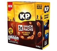 KP Nuts - DRY ROASTED Peanuts - Multipack of 5 x 30g Snack Bags - Roasted until golden for the perfect KP taste and crunch. Source of protein and high in fibre.
