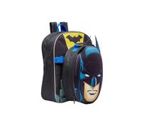 KP Pharma Batman Backpack with Lunch Bag Kids Detachable Matching School Bag, Featuring Dynamic Black Batman Design, School Lunch Travel Rucksack Bag for Boys