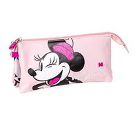 KP Pharma Minnie Mouse Triple Compartment School Pencil Case with Zip Closure for Kids