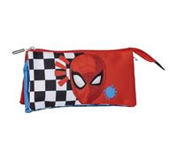 KP Pharma Official Marvel Spider-Man Triple Compartment Pencil Case for Kids - Large 3-Zip 100% Polyester School Stationery Organiser for Boys, Back to School, Christmas Gift & Stocking Filler
