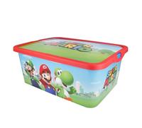 KP Pharma Super Mario Kids Storage Boxes 13L - BPA-Free Plastic, Lightweight & Stackable with Click Lock Lid - Toy Storage Box for Girls, Boys - Keeps Kids Rooms Tidy, 39 x 29 x 15 cm (Medium)