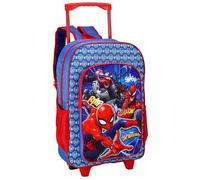 KP Pharma Unisex Kid's Premium Trolley Backpack Bag, Red & Blue/Spiderman, Pack of 1