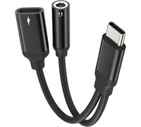 KP TECHNOLOGY 2-in-1 USB C to 3.5mm Aux Audio + Charger Adapter, Type C PD 60W Fast Charging Earphone Converter for Motorola Moto E15 / G15 / G05 / G75 G55 / G35 G85 / E14 G04 G24 G14 G34 G54 G84 E13