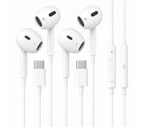 KP TECHNOLOGY 2 Pack In-Ear Earphones for Samsung Galaxy A17 5G / Galaxy A26 / A36 / A56 / Galaxy A16 5G / A15 / Galaxy A55 / A54 / A53 Headphones with In-Line Remote Control (WHITE)