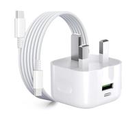 KP TECHNOLOGY 20W Dual Port Charger for HMD Terra M/HMD 2660 Flip/HMD Barça 3210/110 / 105 / Barbie/Nokia 3210/235 / 225/215 (2024) (Cable + Plug) USB A (QC) + USB C (PD) Plug (WHITE)