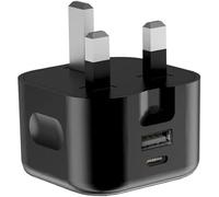 KP TECHNOLOGY 20W Dual Port Fast Charger Plug for HMD Terra M / 2660 Flip/HMD Barça 3210/110 / 105 / Barbie/Nokia 3210/235 / 225/215 (Dual Port) USB A (QC) + USB C (PD) Plug (BLACK)