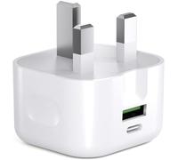 KP TECHNOLOGY 20W Dual Port Fast Charger Plug for Honor Magic V6 / Honor Magic V5 5G (Dual Port Plug) USB A (QC) + USB C (PD) (WHITE)