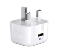 KP TECHNOLOGY 20W Dual Port Fast Charger Plug for Nokia 110 4G 2nd Edition/Nokia 105 4G 2nd Edition (Dual Port Plug) Multi Port USB A (QC) + USB C (PD) Mains Charger Adapter (WHITE)