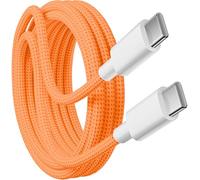 KP TECHNOLOGY 60W Fast Charger Cable for HMD 105 4G / Barbie/Nokia 3210/235 / 225/215 (2024), Nylon Braided Cable, USB C to C Charging Cable (ORANGE, 1M)