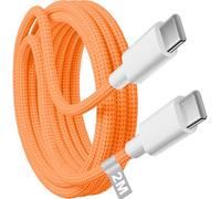 KP TECHNOLOGY 60W Fast Charger Cable for Sony Xperia 10 VII/Xperia 1 VII/Xperia 1 VI / 10 VI/Xperia 5 V / 1 V / 10 V/Xperia 5 IV / 1 IV / 10 IV, USB C to C Cable (ORANGE, 2M)