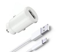 KP TECHNOLOGY Car Charger For Motorola Moto E13 / Moto E20 / Moto E30 / Moto E40-18W USB C Fast Car Charger Adapter with (TYPE C Data Cable + Adapter) (WHITE)