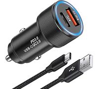 KP TECHNOLOGY Car Charger for Motorola ThinkPhone 25 - USB C 18W PD QC 3.0 Fast Car Charger with [2M] Nylon Braided Charging Cable USB C to USB A 3.0 for ThinkPhone 25 by Motorola