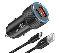 KP TECHNOLOGY Car Charger for Xiaomi POCO X7 / POCO X7 Pro - USB C 18W PD QC 3.0 Fast Car Adapter Cigarette Car Charger with [1.5M] Nylon Braided Charging Cable USB C to USB A 3.0