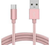 KP TECHNOLOGY Charger Cable for Xiaomi POCO C85 / POCO C71 / POCO C75 / POCO C65, Nylon Braided Charging Cable USB A to USB C Charging Cable (ROSE GOLD, 2M)