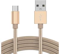 KP TECHNOLOGY Charger For HMD Terra M/HMD 2660 Flip/Barça 3210/110 / 105 / Barbie/Nokia 3210/235 / 225/215 (2024) - Nylon Braided Charging Cable [1m] USB C to USB A 3.0 Cable (GOLD)