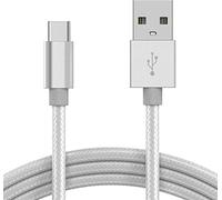 KP TECHNOLOGY Charger For HONOR CHOICE Earbuds X7i / Honor Earbuds Open/Honor Earbuds X6 / Honor Earbuds X5 - Nylon Braided Charging Cable, USB C to USB A 3.0 Charging Cable (SILVER, 2M)