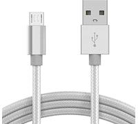 KP TECHNOLOGY Charger for Nokia 110 4G / 2720 Flip / 800 Tough / 8000/3310 / 2660 Flip / 5710 XA / 8210 4G - Nylon Braided [3.3ft/1m] Micro USB to USB A 3.0 Charging Cable (SILVER)