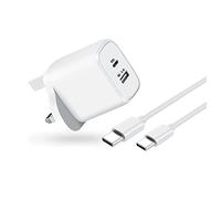 KP TECHNOLOGY Multi Port Fast Charger For BLACKVIEW BV6300 PRO /BL6000 PRO / BV6600 PRO/ BV6600E / BV5300 / BV5200 PRO / BV5100 / BL5000 (TYPE C Cable + Dual Port Plug) (WHITE)