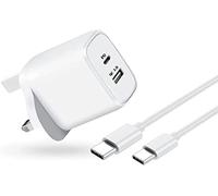 KP TECHNOLOGY Multi Port Fast Charger For Blackview Shark 8 / Blackview A100 / A80 Plus/Blackview A90 / A85 / A53 Pro (TYPE C Cable + Dual Port Plug) (WHITE)