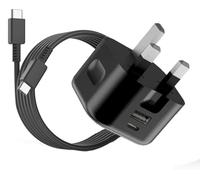 KP TECHNOLOGY Multi Port Fast Charger for Motorola ThinkPhone 25 (TYPE C Cable + Dual Port Plug) for ThinkPhone 25 by Motorola (WHITE) (BLACK)