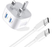 KP TECHNOLOGY Multi Port Fast Charger For Samsung Galaxy A23 (USB C Cable + Dual Port PD Plug) Wall Adapter Power Delivery 20W Phone Charger (WHITE)