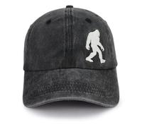 Kpainath Bigfoot Hat for Men Women, Adjustable Embroidered Cotton Denim Big Foot Sasquatch Baseball Cap, Black, One size