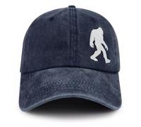 Kpainath Bigfoot Hat for Men Women, Adjustable Embroidered Cotton Denim Big Foot Sasquatch Baseball Cap, Navy, One size