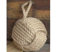 KPAVIR Decorative Handmade Nautical Door Stopper, Jute Weighted Interior Sailor Knot for Door and Window (Natural Jute, 5" Round)