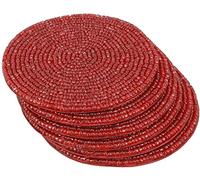 KPAVIR Handmade Beaded Drink Coasters Set of 6, Absorbent Coaster Sets of 6, Drink Coaster for Tabletop Protection,Suitable for Kinds of Cups, Wooden Table, Cool Home Decor, Size : 4 Inches (Red)